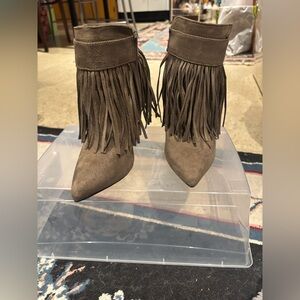 Wild Diva Fringe Ankle Booties - Brown